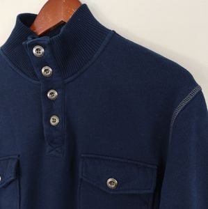 Stetson Blue Long Sleeve 1/4 Button Knit Pullover Henley Sweater Mens XL